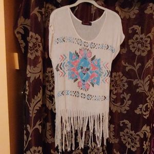 Major Markdown - Cream shirt w/native pattern